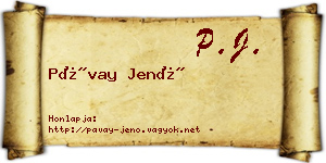 Pávay Jenő névjegykártya