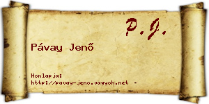 Pávay Jenő névjegykártya